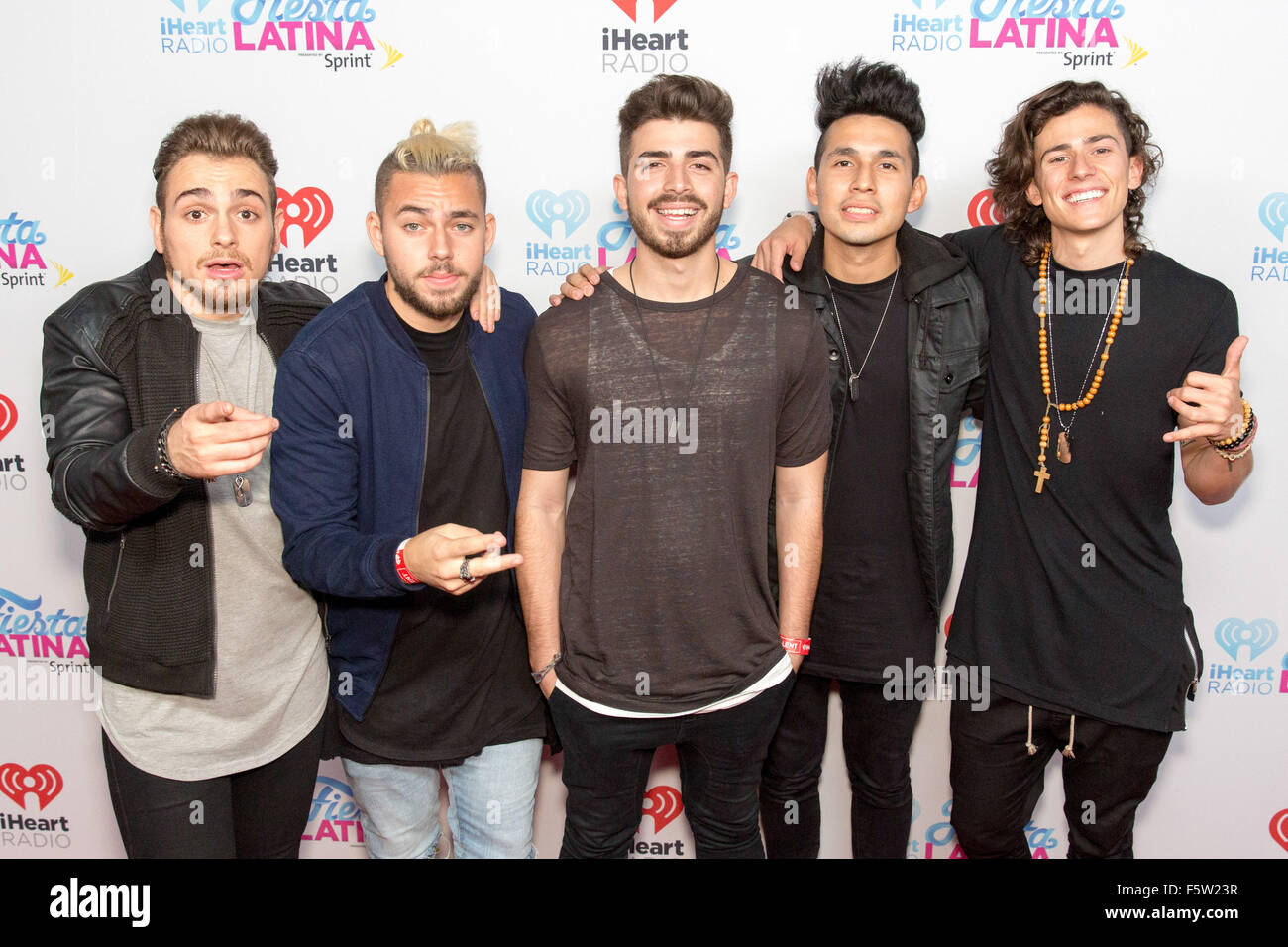 Miami, Florida, USA. 7th Nov, 2015. Members of pop band LOS 5 attend the  iHeartRadio Fiesta