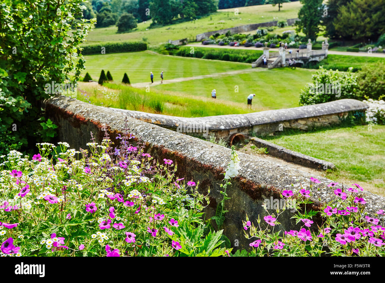 View over the gardens at Easton Walled Gardens, Easton, Grantham, Lincolnshire, England, UK. Stock Photo
