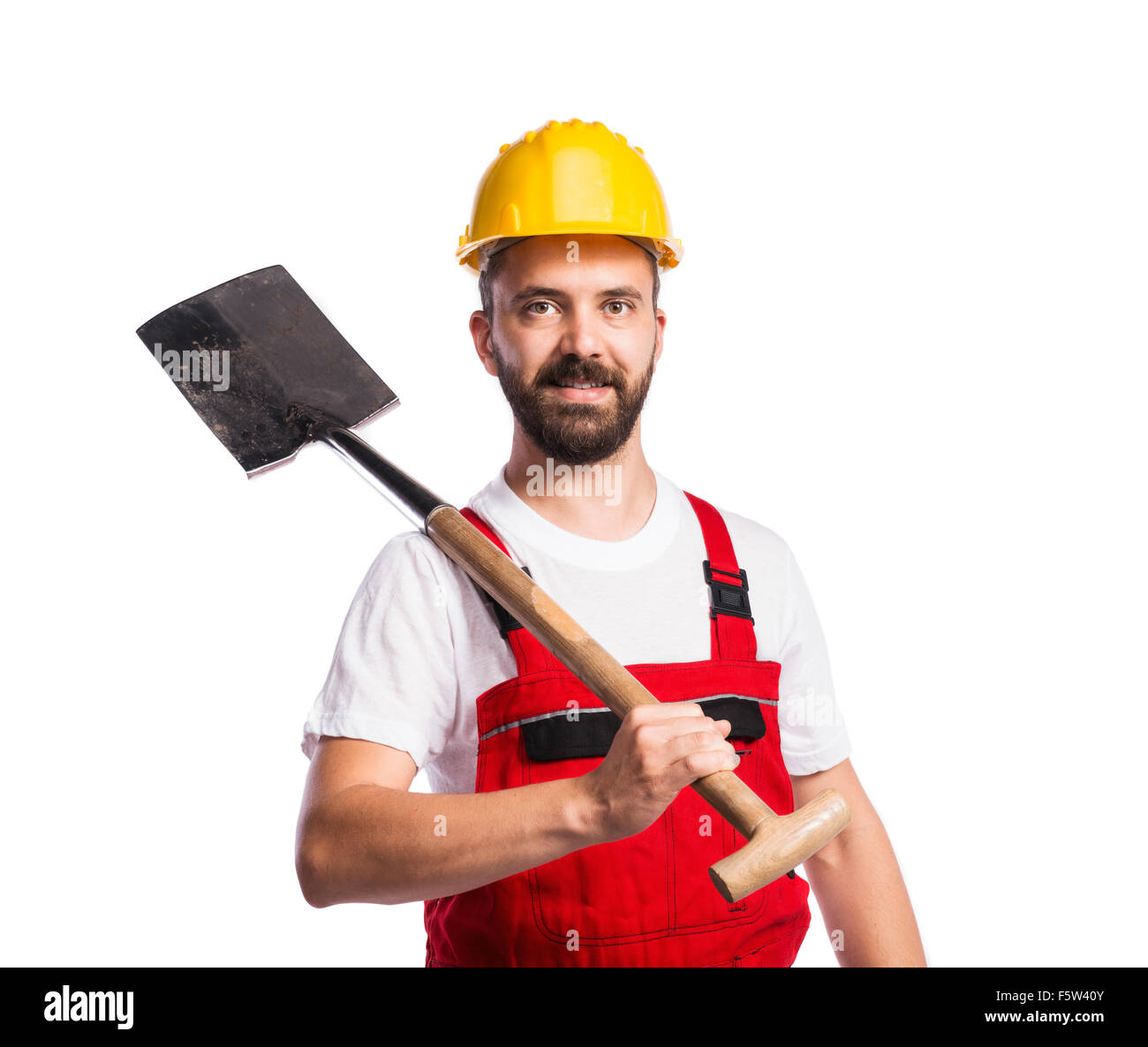 Young man posing shovel hi-res stock photography and images - Alamy