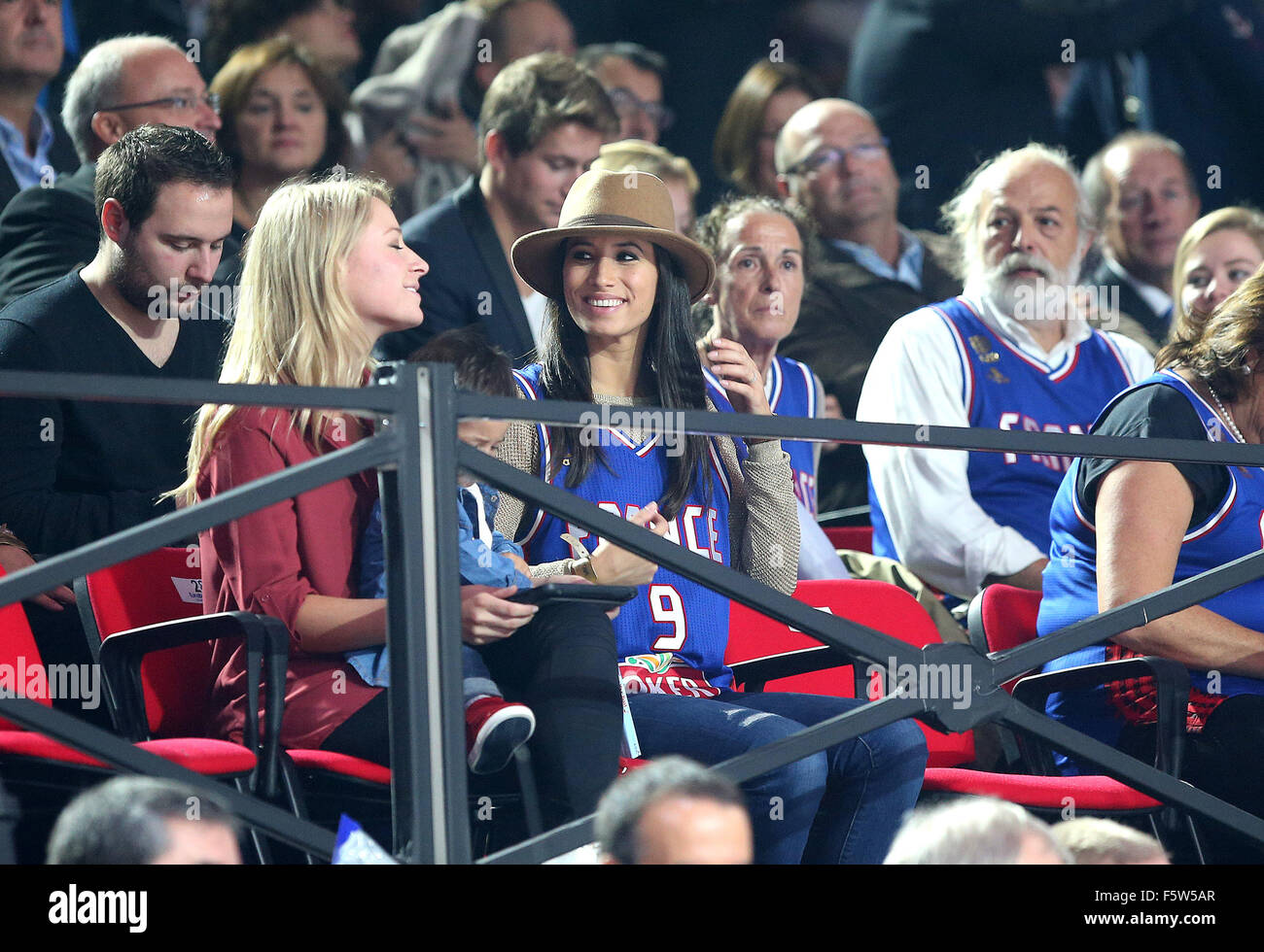 Axelle Francine, wife of NBA star Tony Parker, watches the EuroBasket
