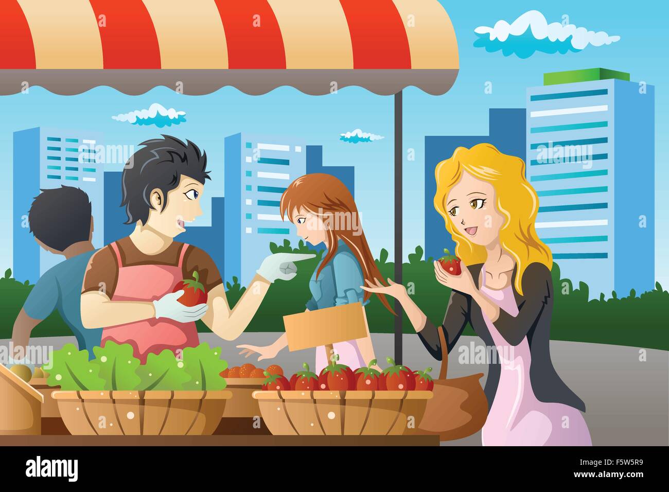 A vector illustration of people shopping in a outdoor farmers market Stock Vector Image & Art - Alamy A vector illustration of people shopping in a outdoor farmers market Stock Vector Image & Art - Alamy