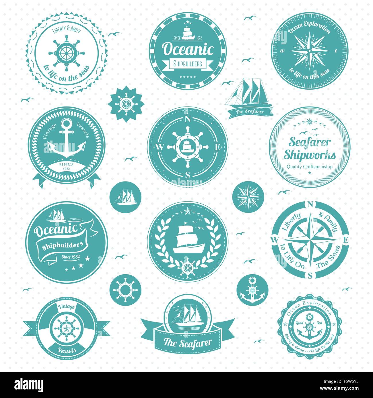 A vector illustration of nautical icons Stock Vector Image & Art - Alamy