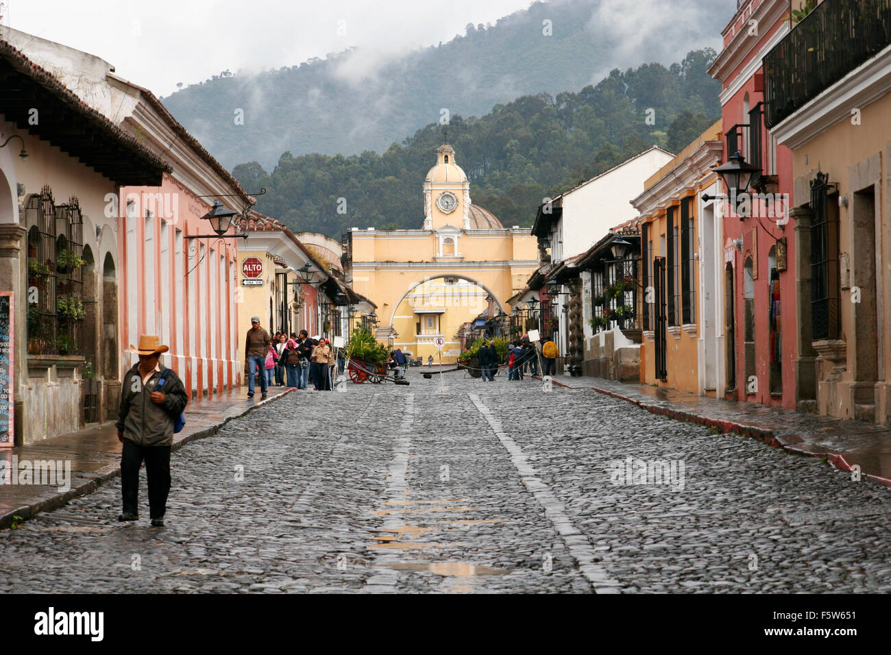 Antigua on a rainy day, Calle del Arco, Santa Catalina Arch, Antigua