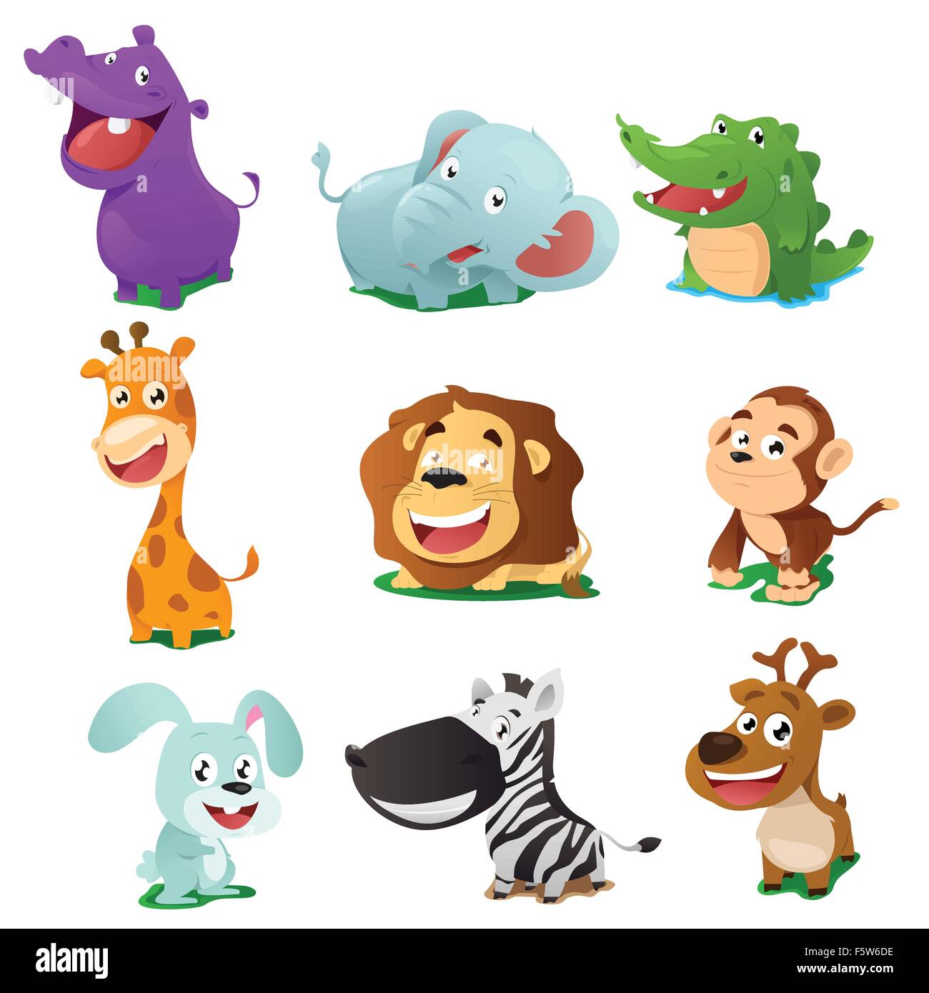 A vector illustration of cute animal icon sets Stock Vector Image & Art ...