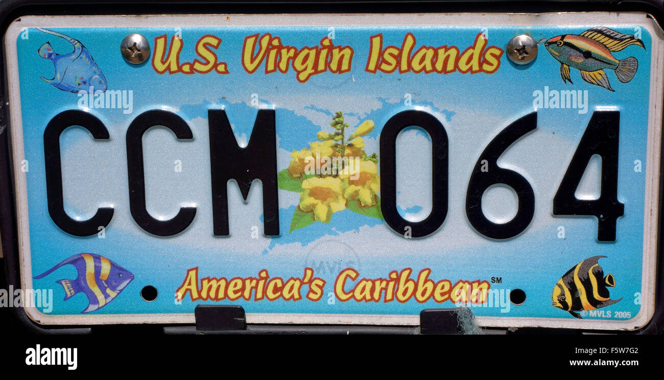 Car plate, St Thomas, USVI, Caribbean Stock Photo Alamy