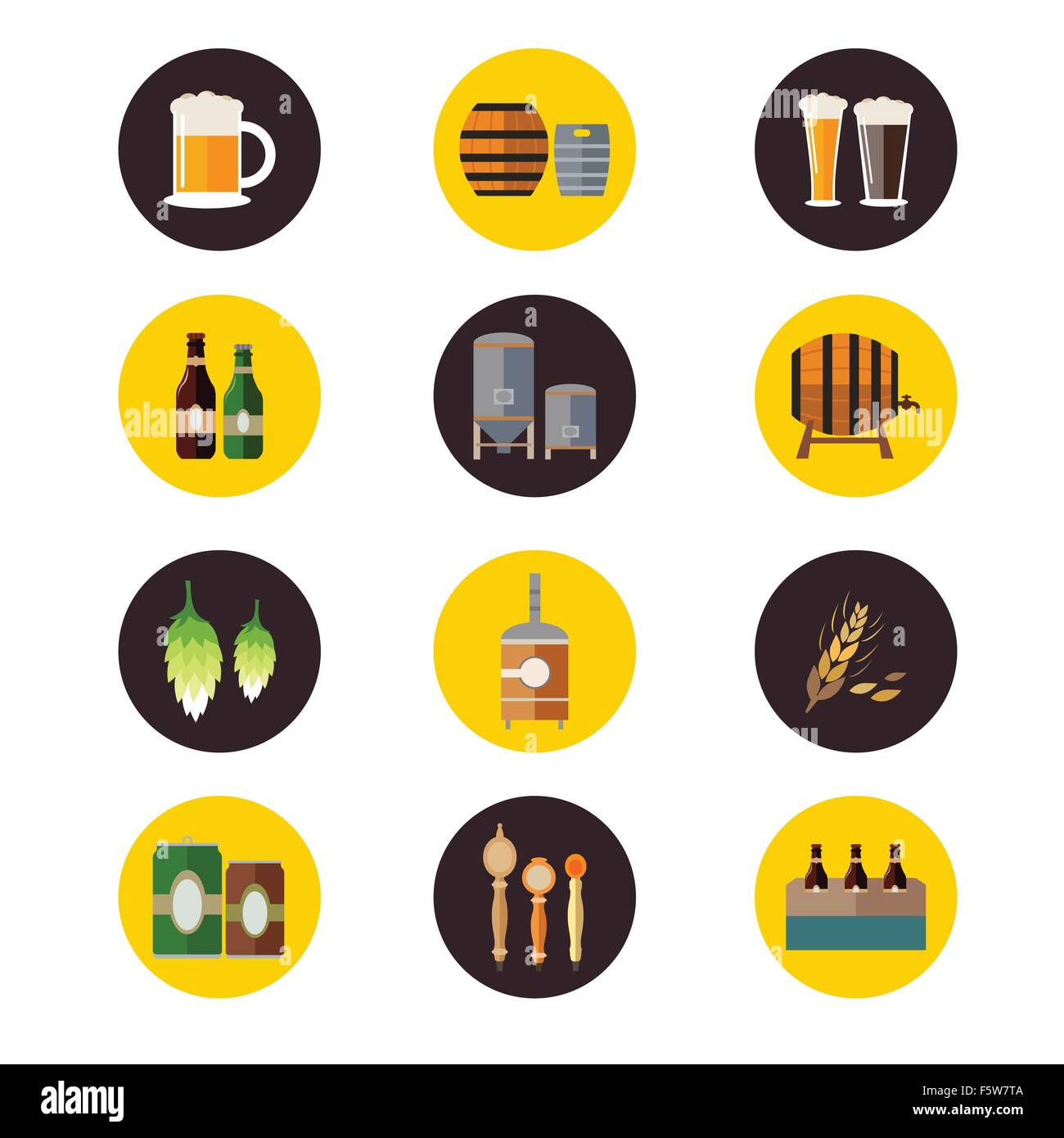 A vector illustration of brewery icon sets Stock Vector