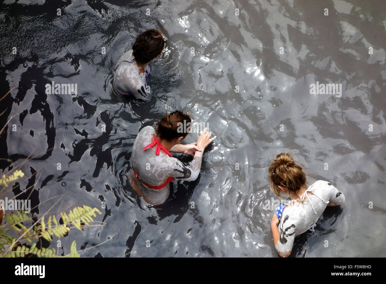 Young women taking mud bath at Sulphur Springs near the town of Stock