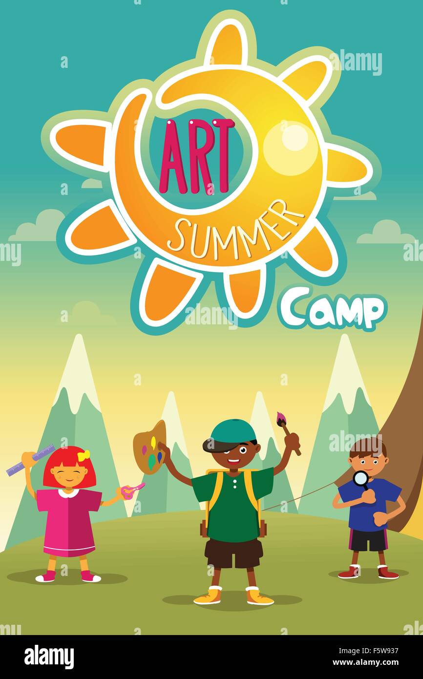 A vector illustration of art summer camp poster design Stock Vector Image &  Art - Alamy