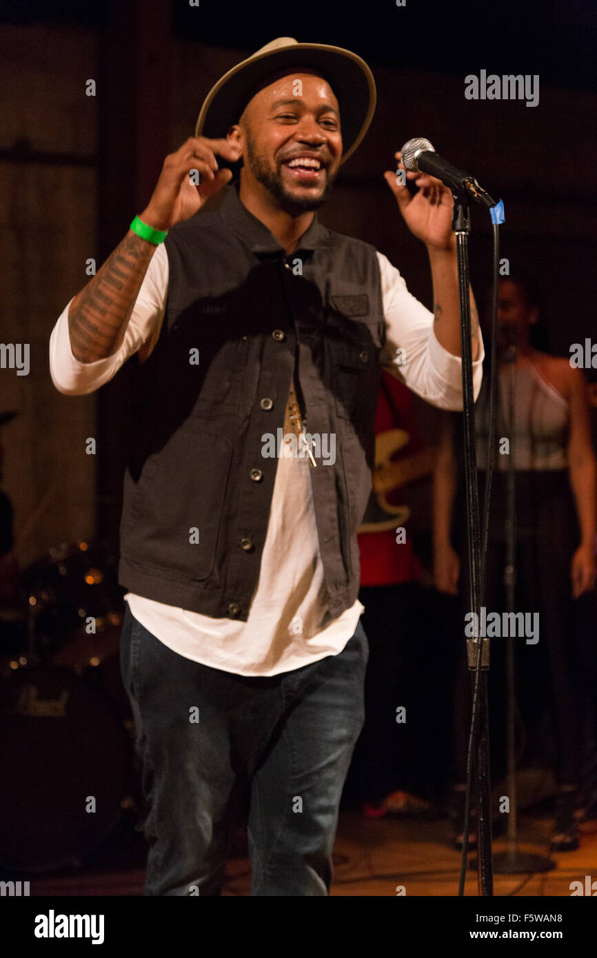 Indiestage presents Up Next 2015 indie music tour with Columbus Short at Art share L.A  Featuring: Columbus Short Where: Los Angeles, California, United States When: 10 Sep 2015 Stock Photo
