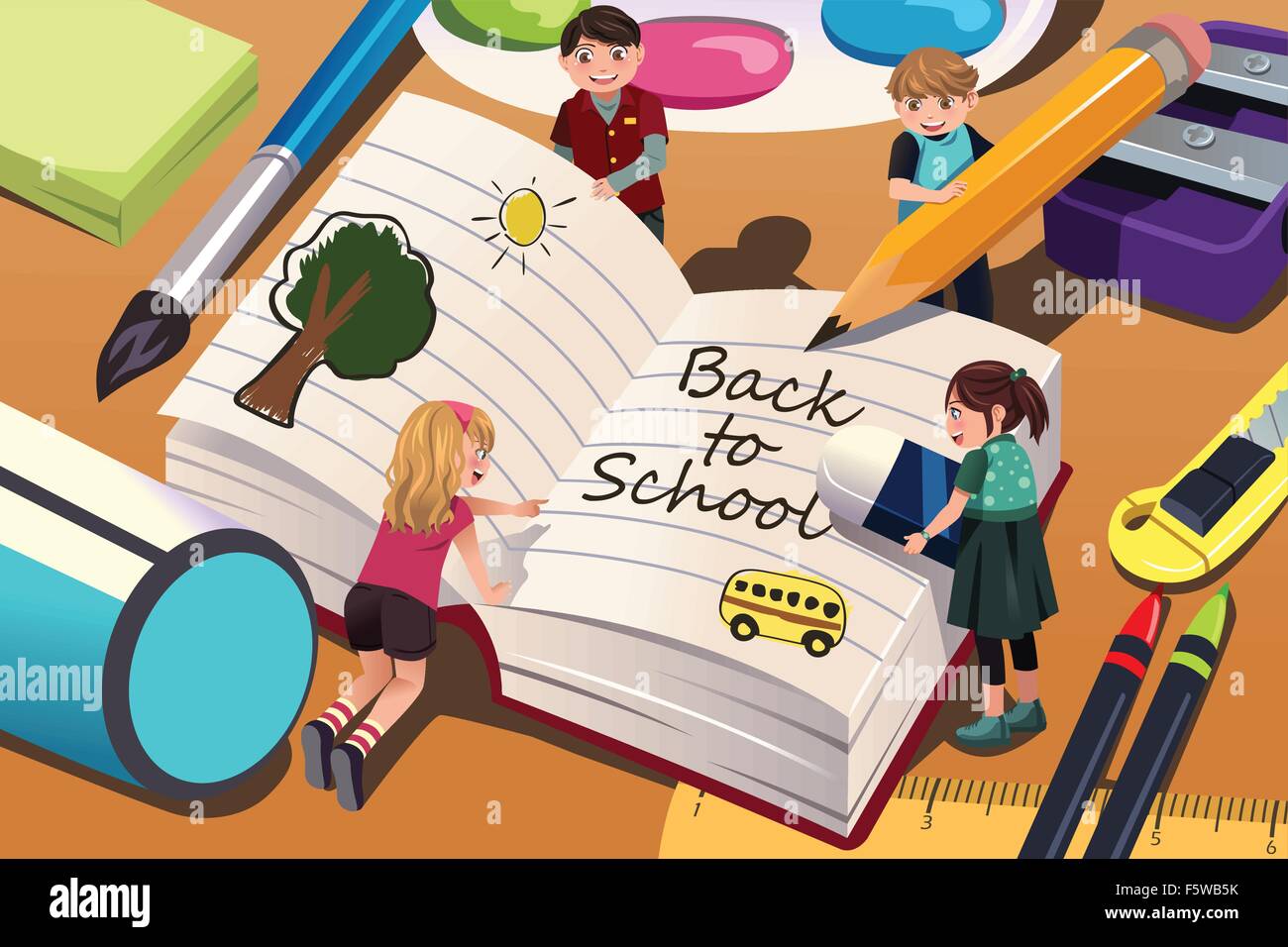 A vector illustration of back to school background with copyspace Stock ...