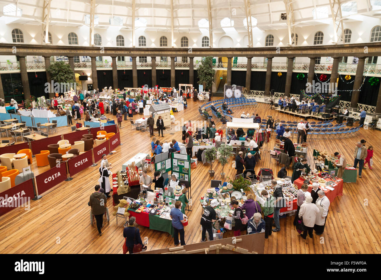 People at an indoor market, the Derbyshire Dome, Buxton, Derbyshire England UK Stock Photo
