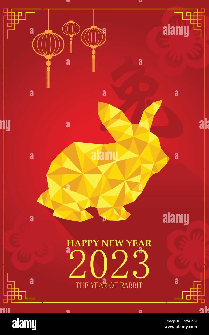 Happy Chinese New Year 2023 Year Rabbit Zodiac Sign Flower Stock Vector Happy Chinese New Year 2023 Year Rabbit Zodiac Sign Flower Stock Vector