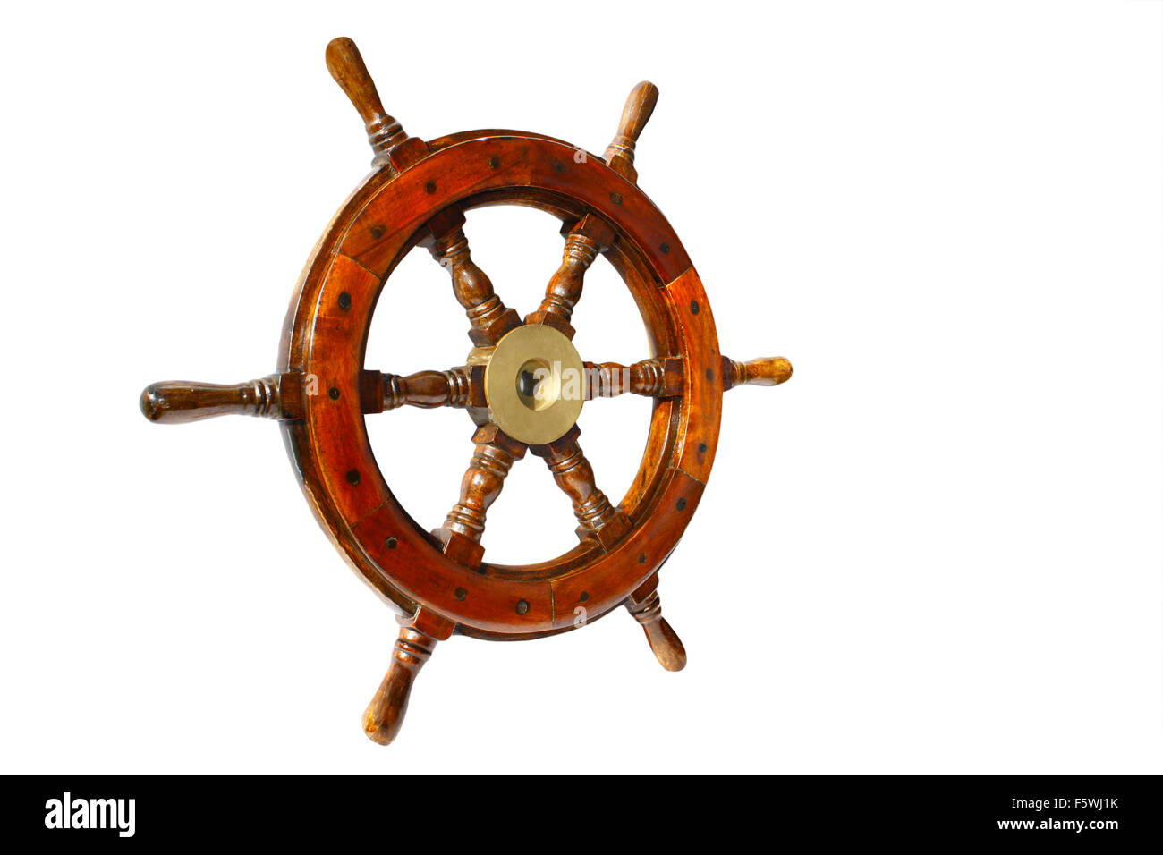 a very old brown boat steering wheel Stock Photo Alamy