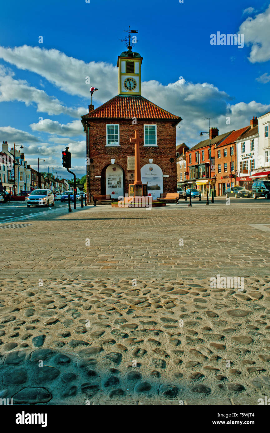 Yarm Town Hall and Cobbles Stock Photo