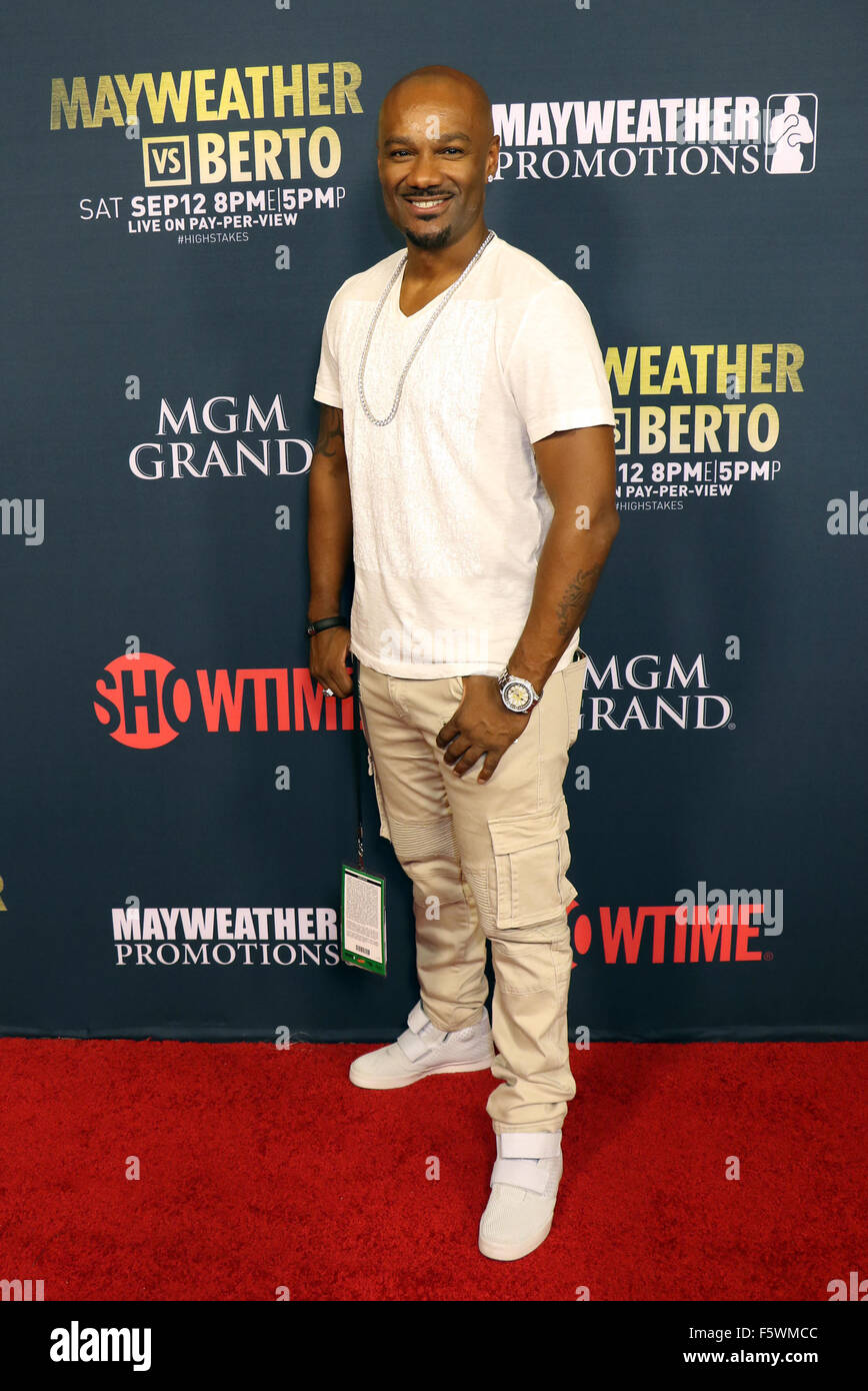 Floyd Mayweather vs Andre Berto Pre Fight Party held at MGM Grand Studio 1 at MGM Grand Garden Arena - Arrivals  Featuring: Darian Morgan, Big Tigger Where: Las Vegas, Nevada, United States When: 12 Sep 2015 Stock Photo