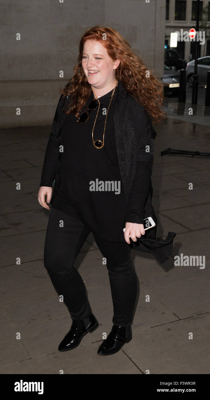 Frances Roxburgh Frances pictured arriving at the Radio 1 studios Featuring: Frances ...