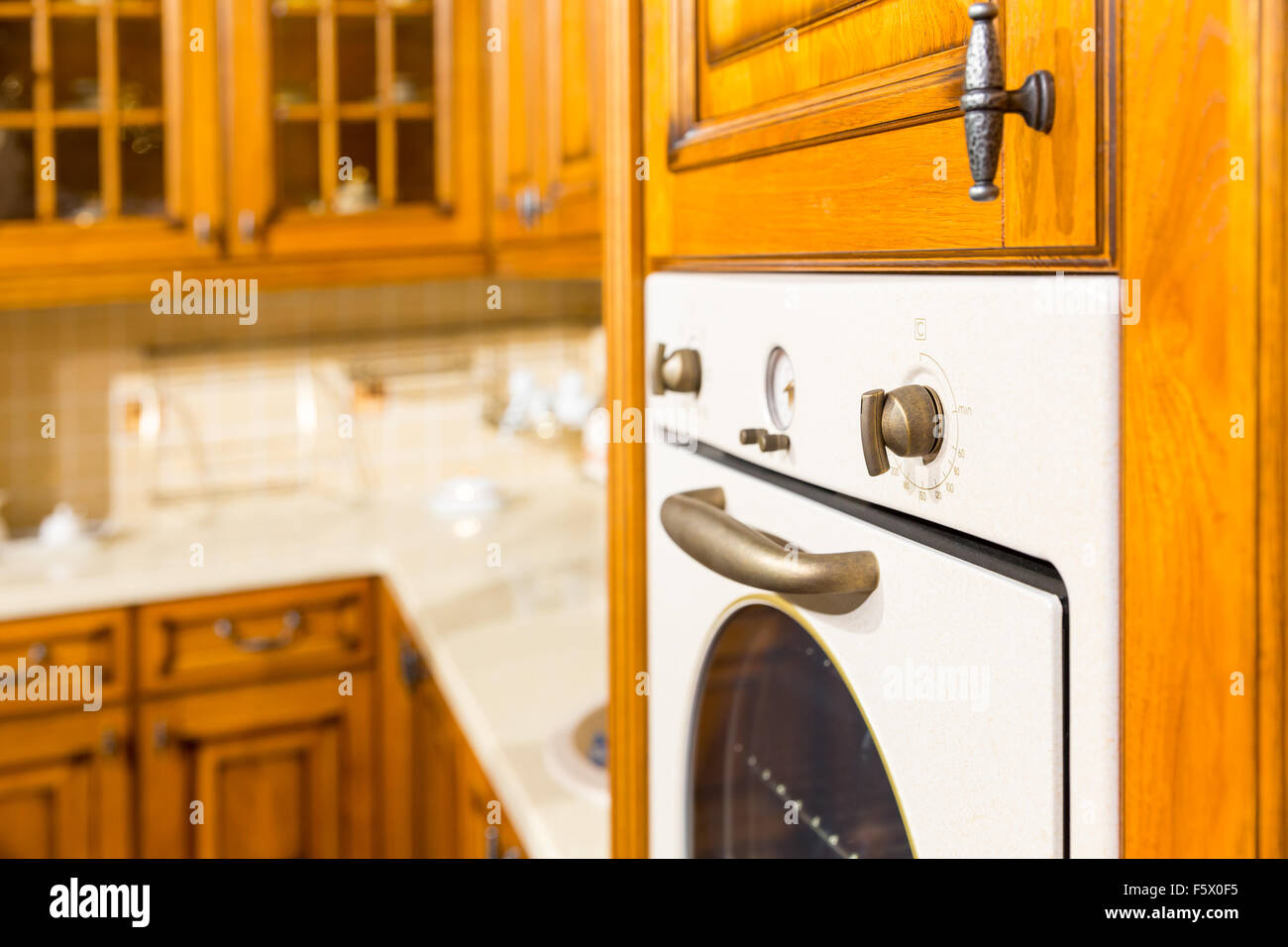 Closeup picture of oven in kitchen interior design Stock Photo - Alamy