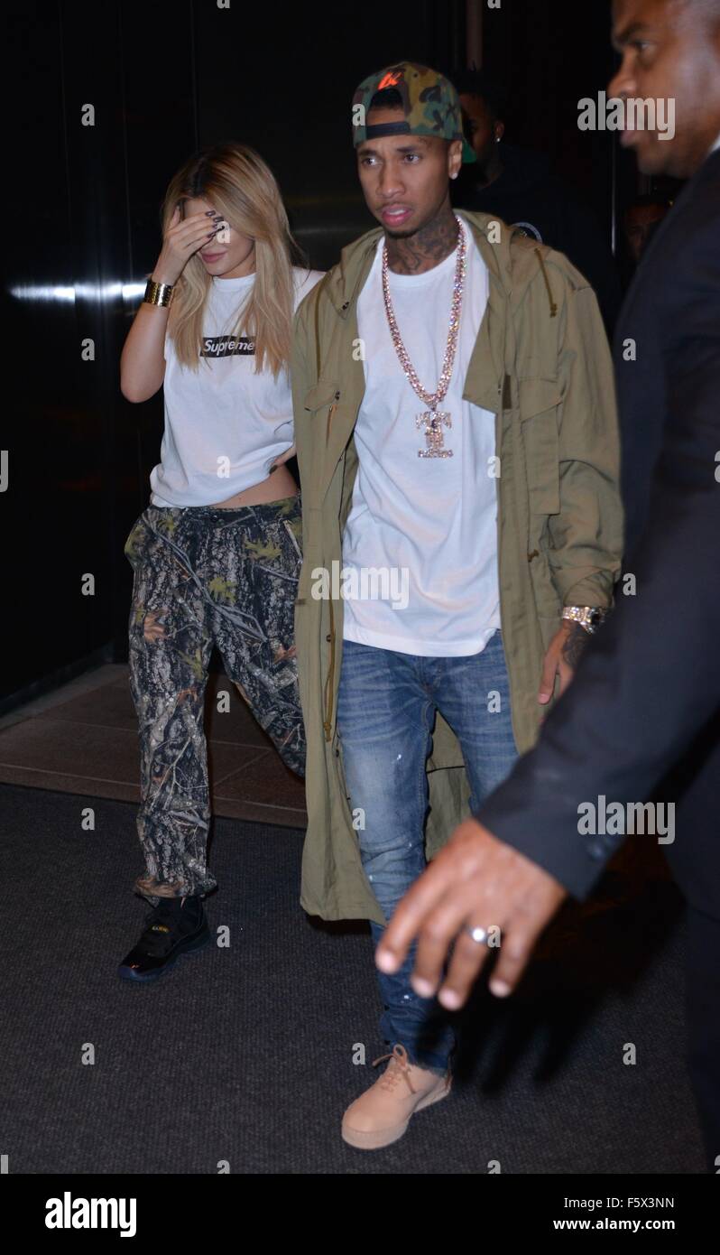 Kylie Jenner and Tyga head out for dinner in New York City  Featuring: Tyga, Kylie Jenner Where: Manhattan, New York, United States When: 15 Sep 2015 Stock Photo