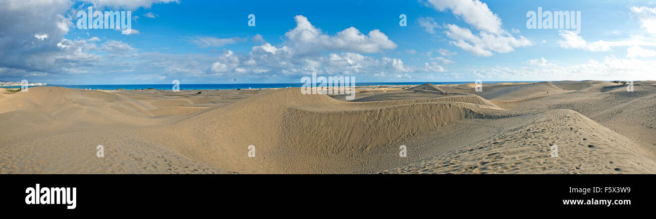 MasPalomas Dunes panorama, close to sunset, in the Canary Islands, Spain Stock Photo