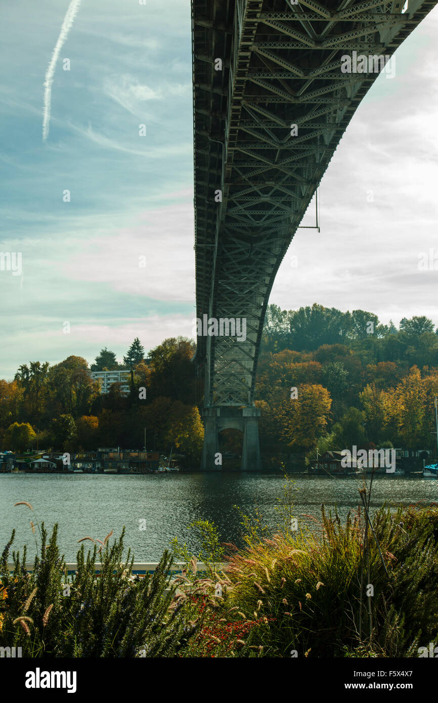 The Aurora Bridge, spanning the Fremont Cut in Seattle, Washington USA Stock Photo
