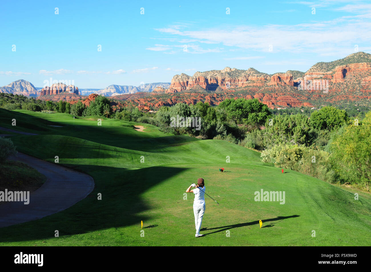Oak Creek Country Club golf course in Sedona, Arizona surrounded by red