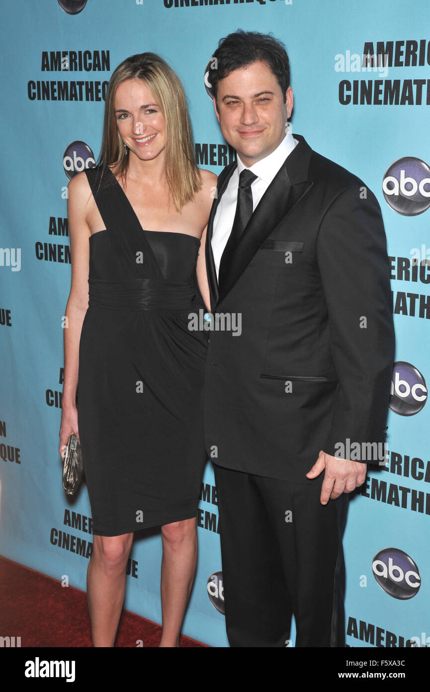 LOS ANGELES, CA - MARCH 27, 2010: Jimmy Kimmel & Molly McNearney at the 24th Annual American Cinematheque Award Gala, where Matt Damon was honored, at the Beverly Hilton Hotel. Stock Photo