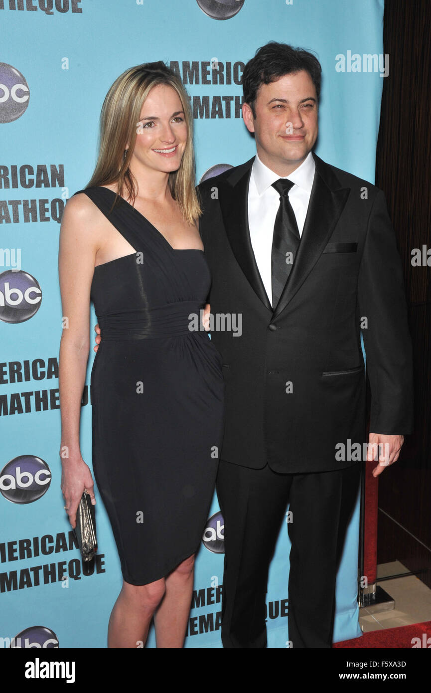 LOS ANGELES, CA - MARCH 27, 2010: Jimmy Kimmel & Molly McNearney at the 24th Annual American Cinematheque Award Gala, where Matt Damon was honored, at the Beverly Hilton Hotel. Stock Photo
