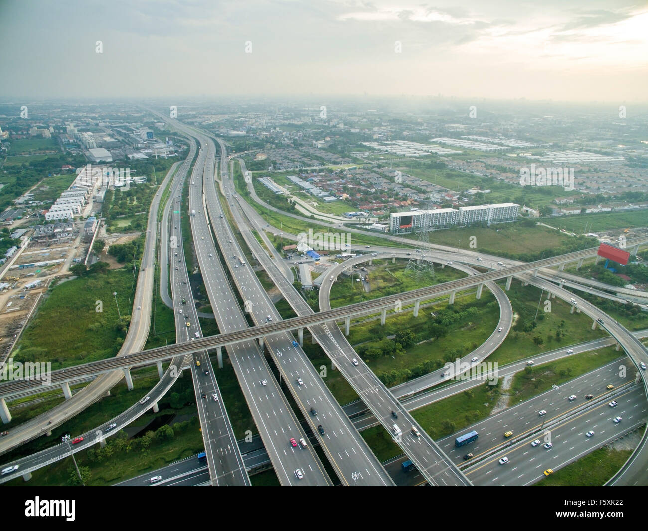 Aerial View Of Bangkok Highway Aerial View Of Highway In Bangkok Thailand Stock Photo