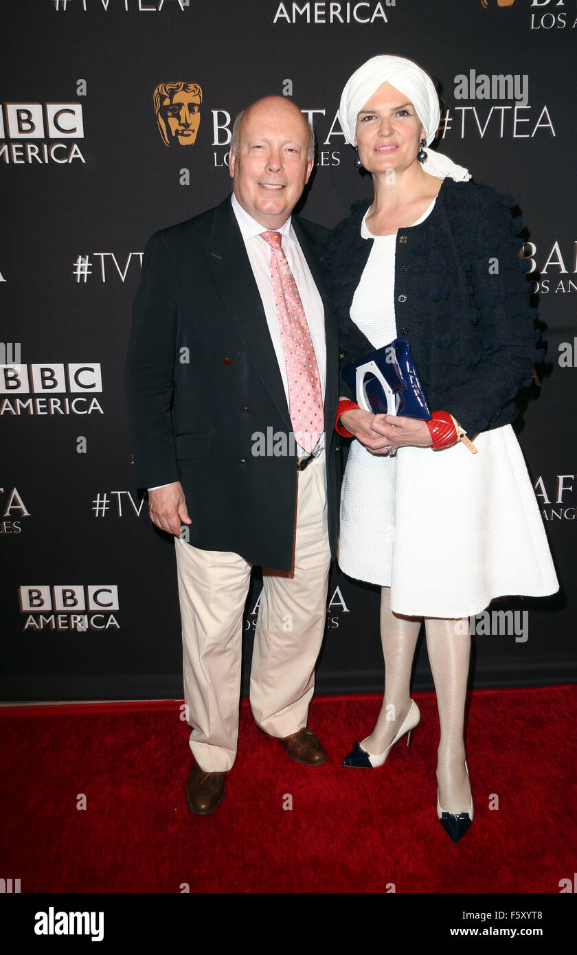 BAFTA Los Angeles TV Tea 2015 at the SLS Hotel - Arrivals  Featuring: Julian Fellowes, Emma Joy Kitchener Where: Beverly Hills, California, United States When: 19 Sep 2015 Stock Photo