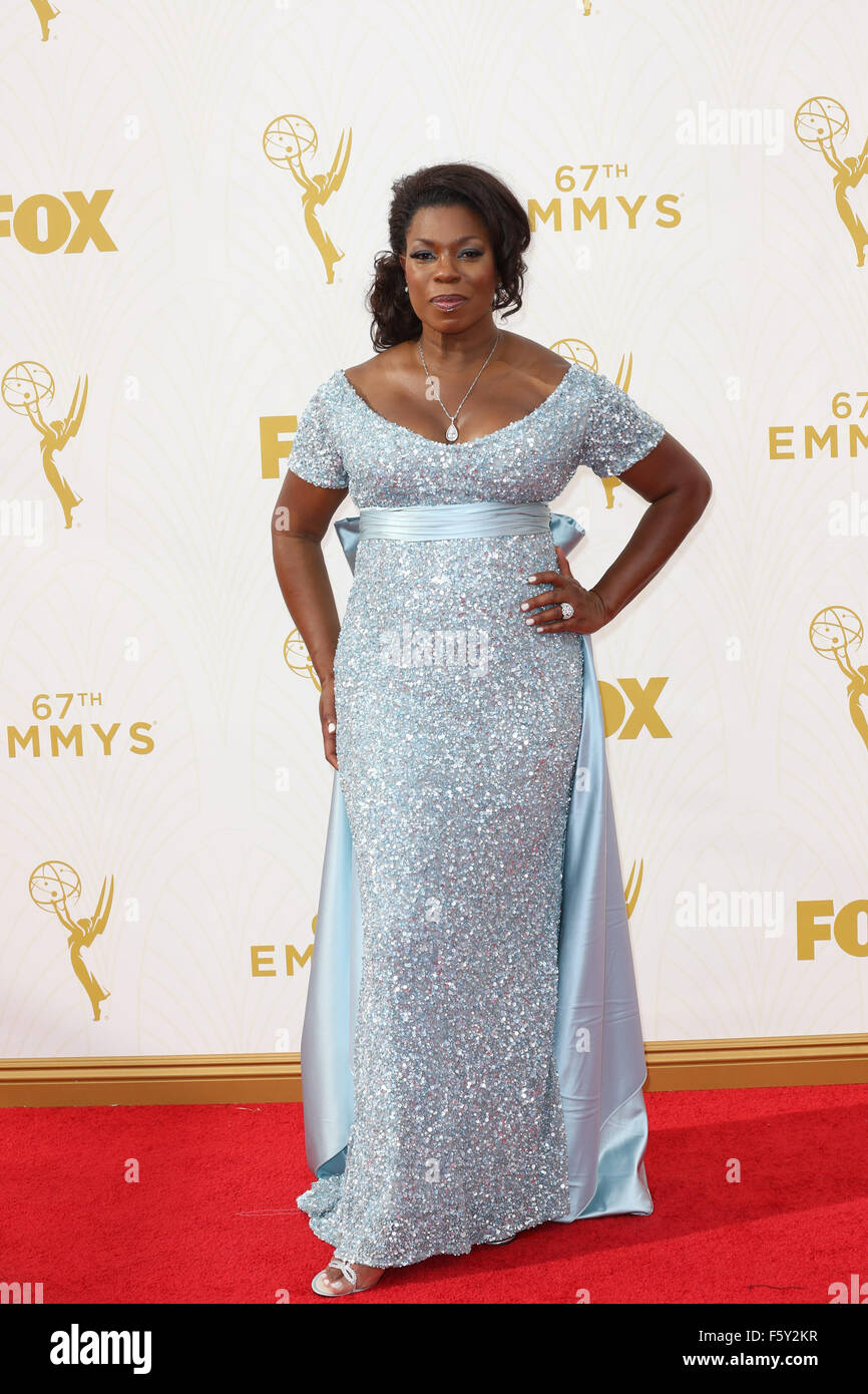 Celebrities arrive at 67th Emmys Red Carpet at Microsoft Theater.  Featuring: Lorraine Trusaant Where: Los Angeles, California, United States When: 20 Sep 2015 Stock Photo