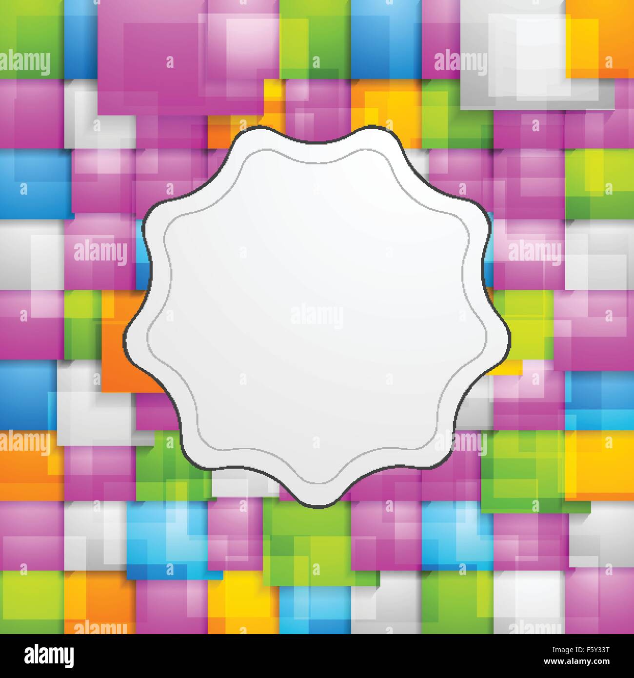 Colorful squares background and retro label. Vector design Stock Vector ...