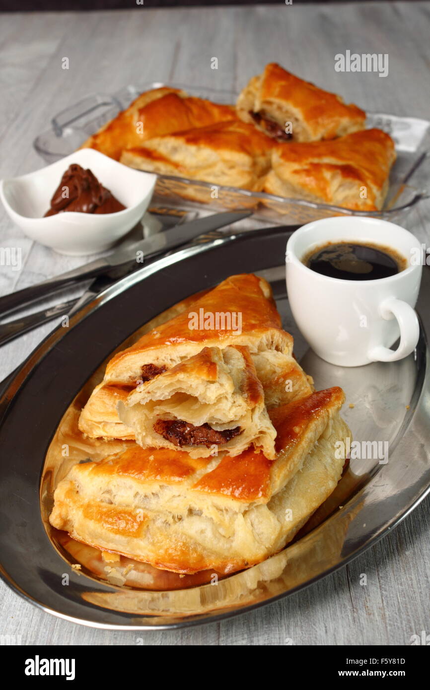 Chocolate Croissants with Puff Pastry Stock Photo Alamy