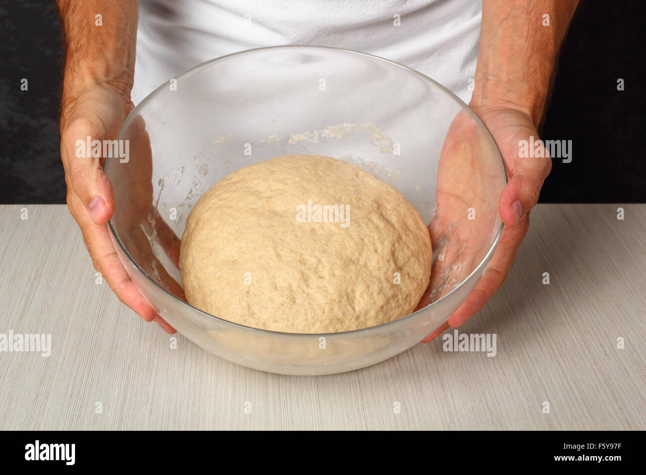 Dough after rising. Making Flatbread Stock Photo Alamy