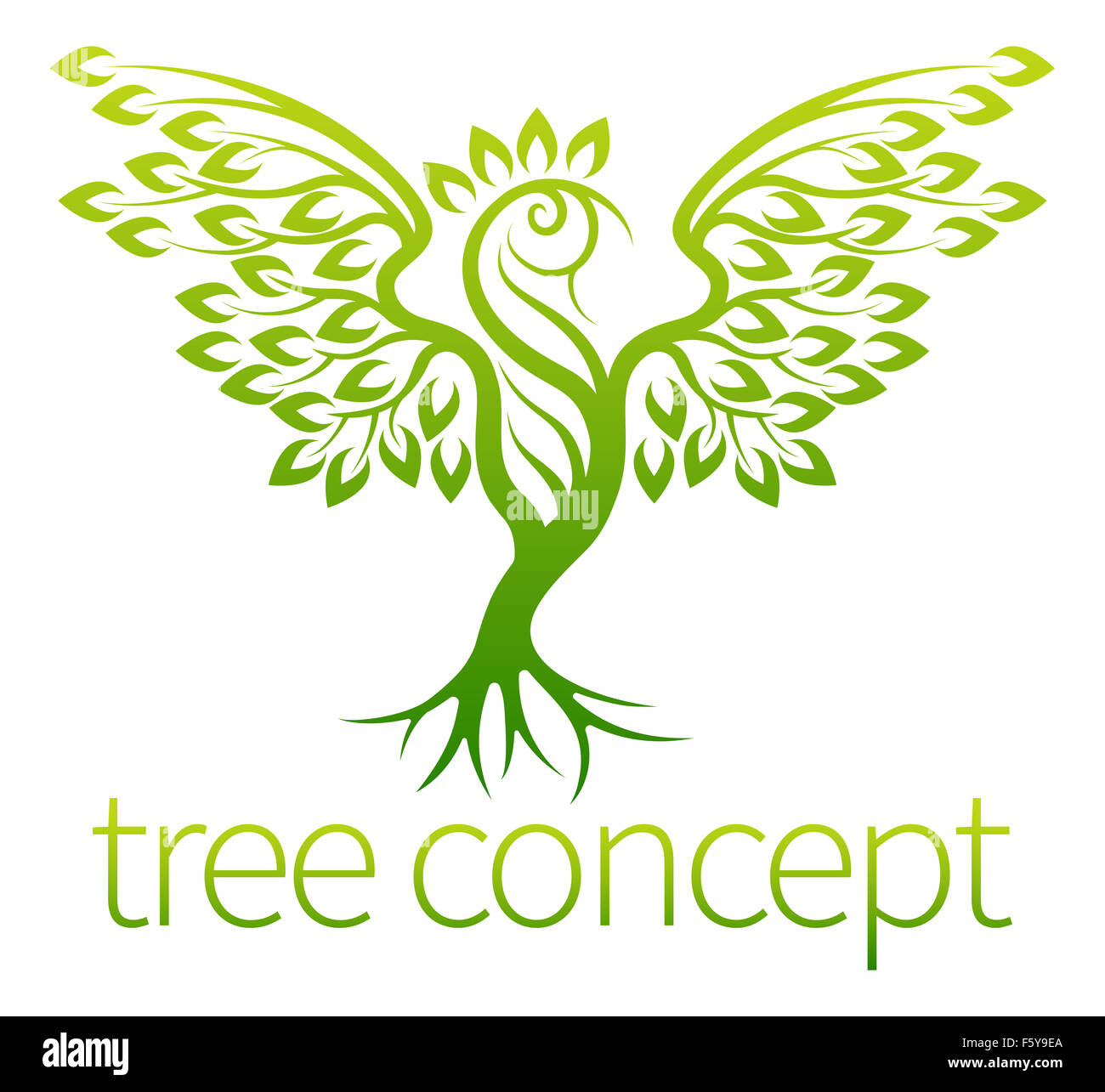 Bird tree concept of an icon of a tree growing in the shape of a bird ...