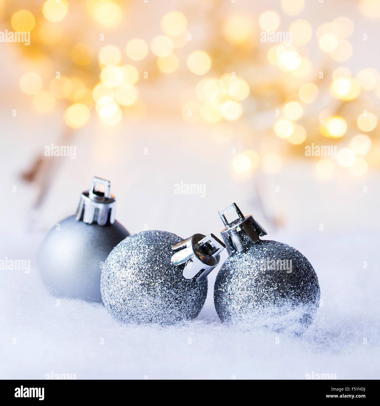 Christmas decoration in front of Christmas lightening Stock Photo