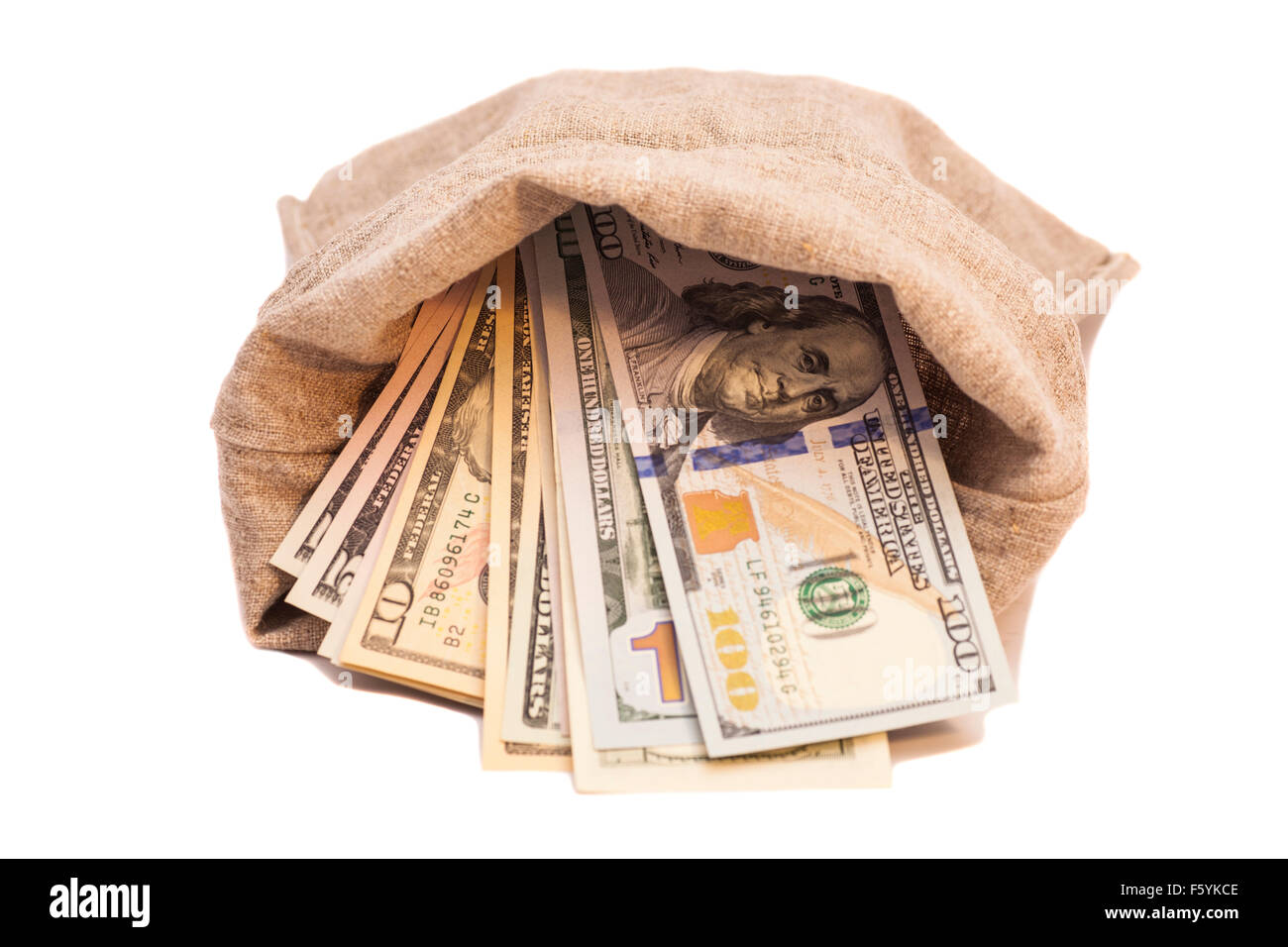 money bag with dollars Stock Photo Alamy
