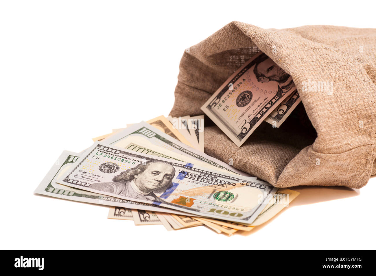 money bag with dollars Stock Photo Alamy