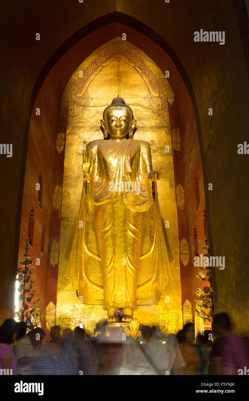 Buddha image inside Ananda temple, Bagan, Myanmar. Stock Photo