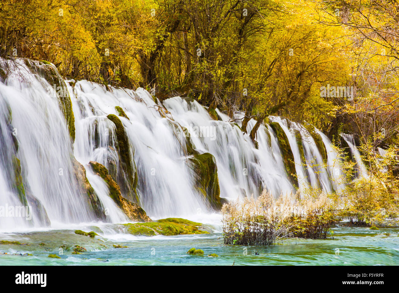 waterfall called Arrow bamboo is nature landscape at jiuzhaigou scenic in Sichuan, China Stock Photo