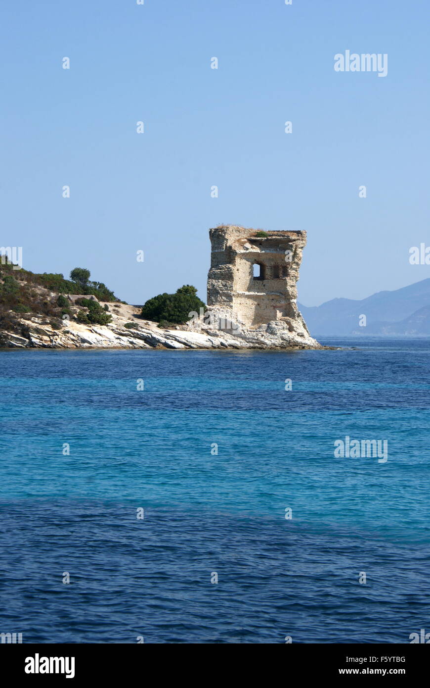 Mortella tower, Punta Mortella, Gulf of Saint Florent, Corsica, France Stock Photo