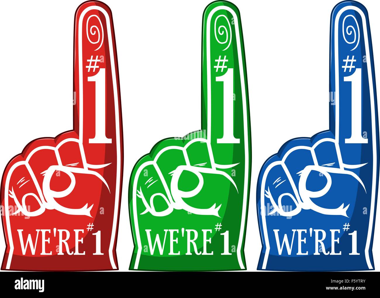 A vector illustration of a sports cheering pointing finger in three