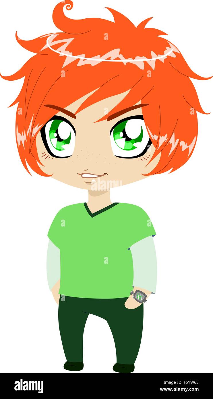 Red Headed Guy In Green Clothes Stock Vector Art Illustration
