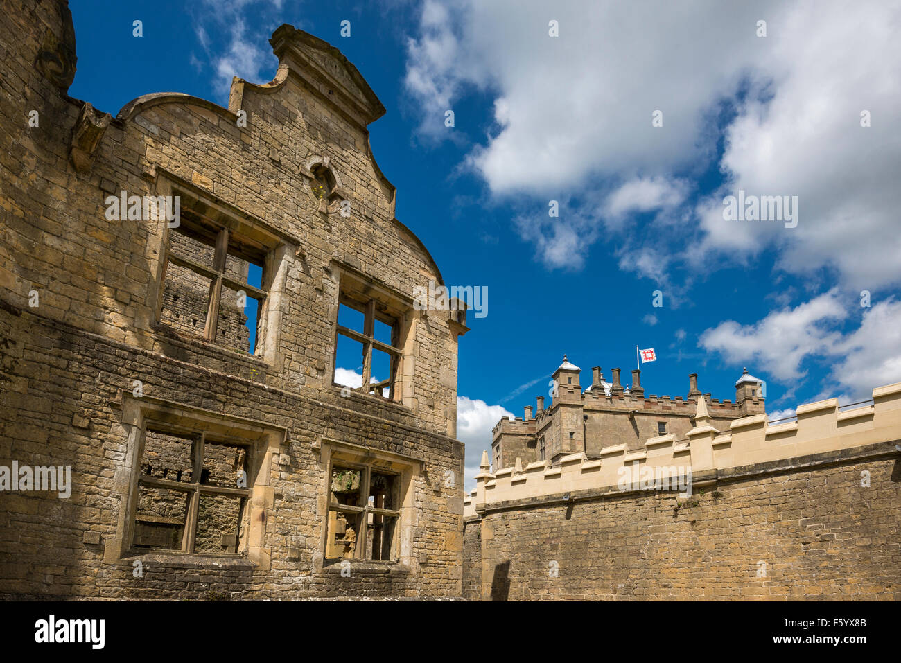 Detail of the buildings at Bolsover Castle in Derbyshire. Stock Photo