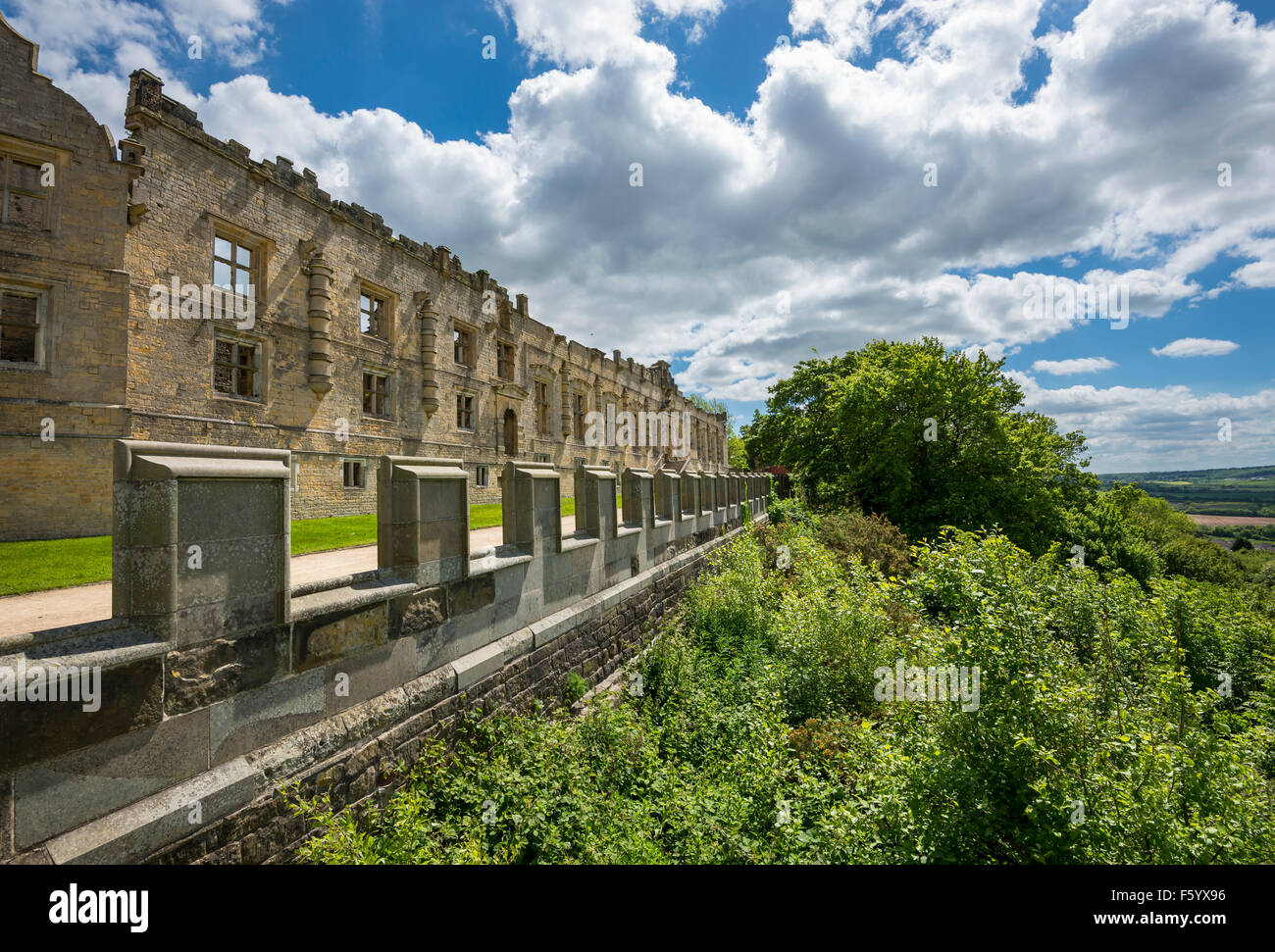 Bolsover castle in Derbyshire on a sunny summer day. Stock Photo