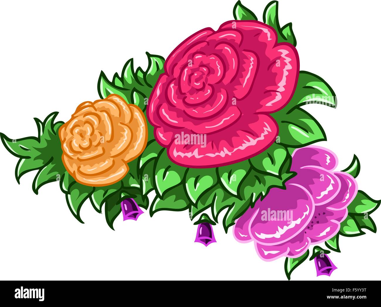 Vector illustration of colorful flowers and leaves Stock Vector Image ...