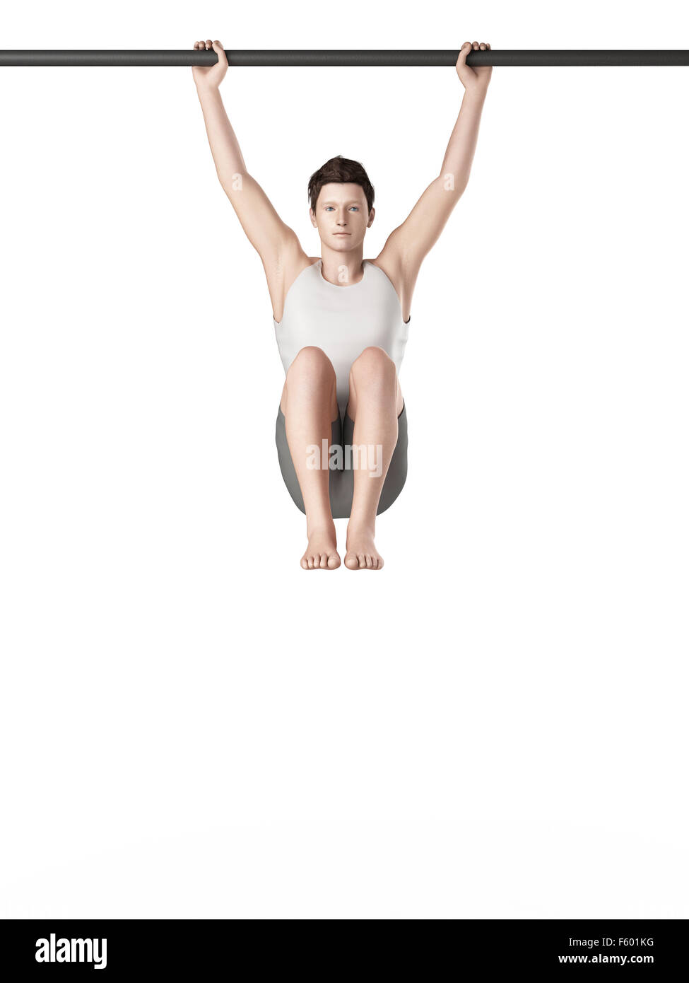 exercise illustration - hanging leg raises Stock Photo