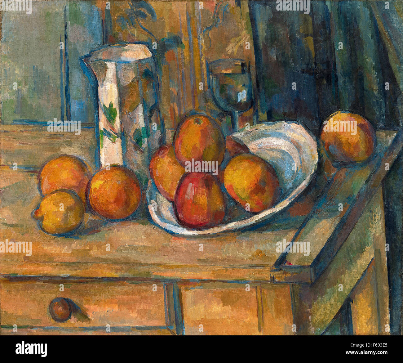 Paul cezanne still life with milk jug and fruit hires stock