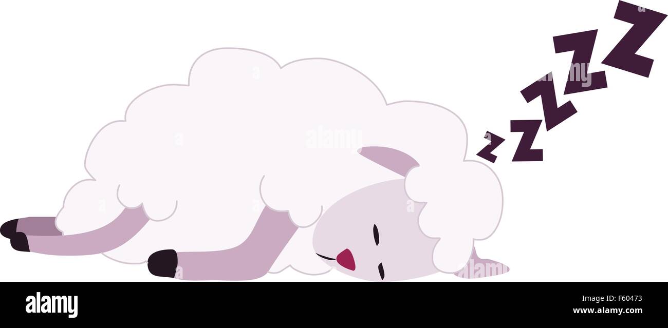 Vector illustration of a white sheep sleeping. Stock Vector