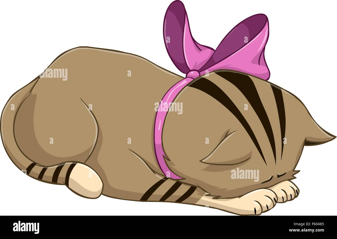 Vector illustration of a cute kitten bows in apology Stock Vector