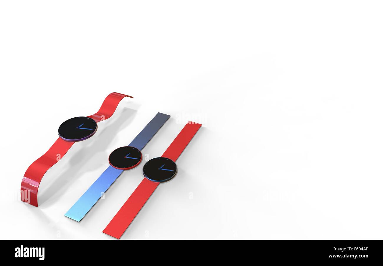 The colorful set of plastic watches isolated on white Stock Photo Alamy